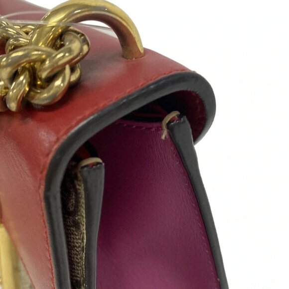 Auth GUCCI Padlock GG Small 409487 Beige Red Multi PVC Leather Shoulder Bag - Picture 7 of 16